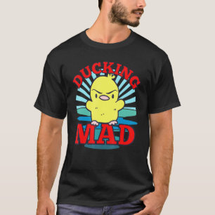 T-shirt Cute Canard Mad Canard Mmème Avec Blue Retro Sunse