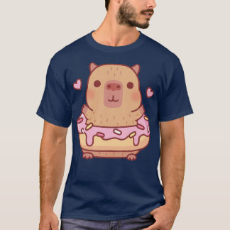 T-shirt Cute Capybara À La Donut De Frottage Rose