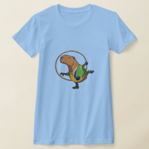 T-shirt Cute Capybara Rhythmic Gymnastics Hoop Cartoon