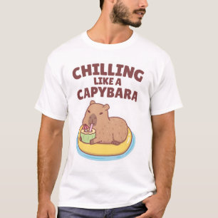 T-shirt Cute Capybara Sur Un Flotteur De Piscine Qui Se Ch