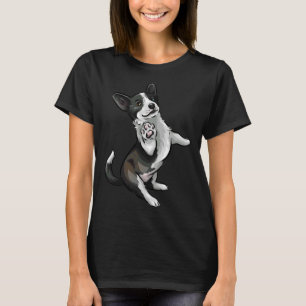 T-shirt Cute Cardigan Welsh Corgi Noir Et Blanc Brindé