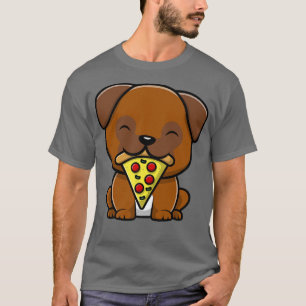 T-shirt Cute Carlin Chien Manger Pizza Funny Foie Tea Kids