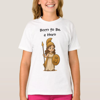 T-shirt Cute Cartoon Athena Goddess – Born to Be a Hero