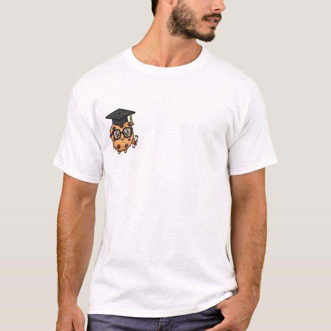 T-shirt Cute Cartoon Chocolate Chip Cookie Graduate (Devant)