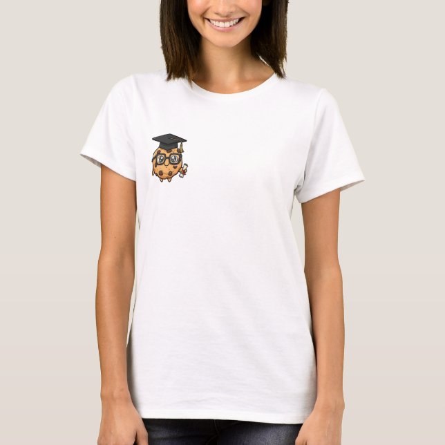 T-shirt Cute Cartoon Chocolate Chip Cookie Graduate (Devant)
