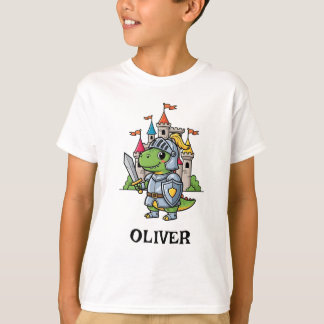T-shirt Cute Cartoon Dinosaur Knight in Armor