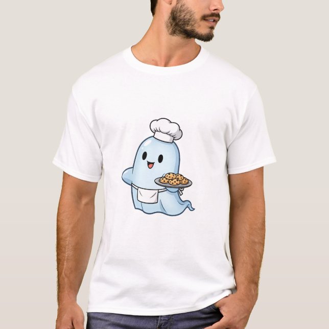 T-shirt Cute Cartoon Ghost Chef (Devant)