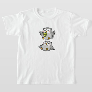 T-shirt Cute Cartoon Owls Eating Grapes Funny Gray Owl