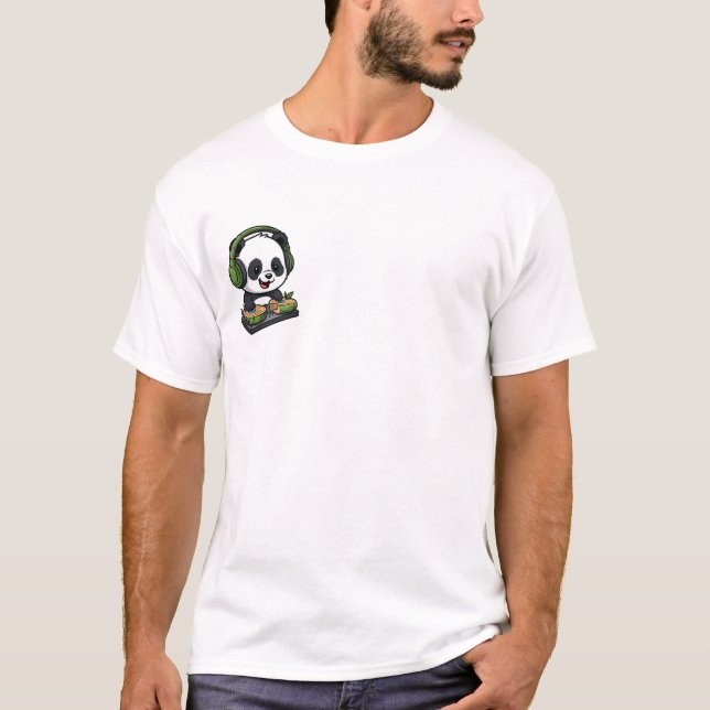 T-shirt Cute Cartoon Panda DJ Mixing Music (Devant)