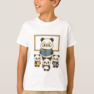 T-shirt Cute Cartoon Panda enseignant et élèves de l'école