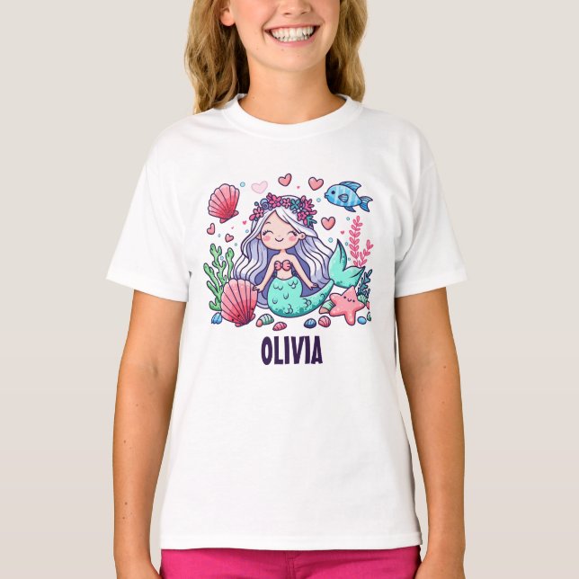T-shirt Cute Cartoon Sirène personnalisée (Devant)