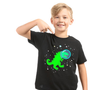 T-shirt Cute Cartoon T-Rex Dinosaure Astronaut spatial