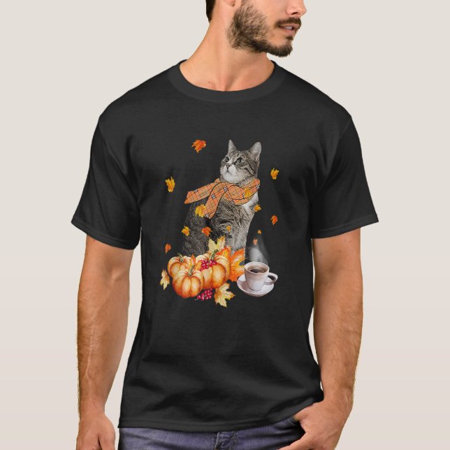 T-shirt Cute Cat Amp Pumpkin Spice  Cat  Fall Thanksgiving (Devant)