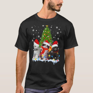 T-shirt Cute Cat Christmas Tree Ornament Decor Cat  Owner 