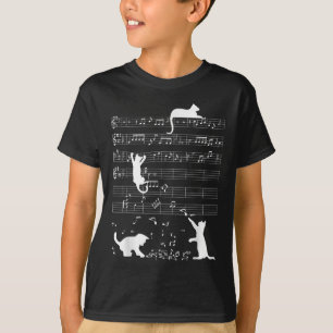 T-shirt Cute Cat Kitty Jouer Musique Clef Piano Musicien A