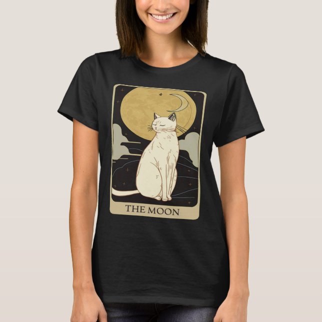 T-shirt Cute Cat Lover, Moon Tarot Card, Cat Tarot Card, F (Devant)