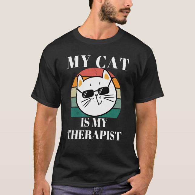 T-shirt Cute Cat My Cat is My Therapist (Devant)