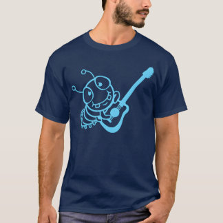 T-shirt Cute Caterpillar Plays Guitar Bass Party Guitarist