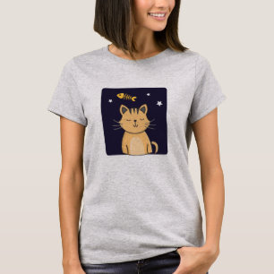 T-shirt Cute Cat's Sweet Dreams Fish Dream Funny Cat Memes