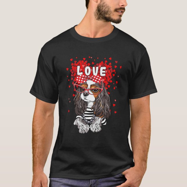 T-shirt Cute Cavalier King Charles Spaniel Heart Dog Lover (Devant)