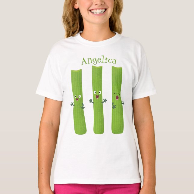T-shirt Cute céleri bâtons trio caricature légumes (Devant)