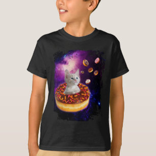 T-shirt Cute Chat À L'Intérieur De Donut Dans L'Espace Gar