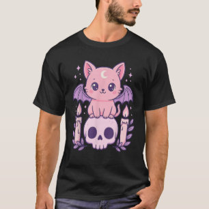 T-shirt Cute Chat Chat Crâne Pastel Goth Cadeaux Hommes Fe