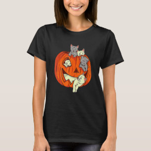 T-shirt Cute Chat Citrouille sculpté Jack-o'-lantern Chat