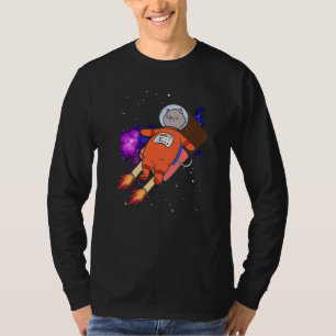 T-shirt Cute Chat Dans L'Espace Riding Popsicle