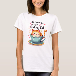 T-shirt Cute Chat en Teacup Kawaii Art Cosy