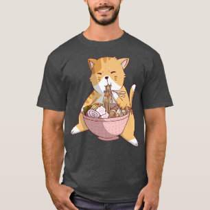 T-shirt Cute Chat Manger Ramen Anime Bowl Kawaii Neko Japo