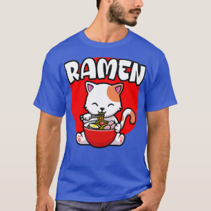T-shirt Cute Chat manger Ramen nouilles