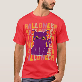 T-shirt Cute Chat Noir les années 70 80s Retro Style Vinta