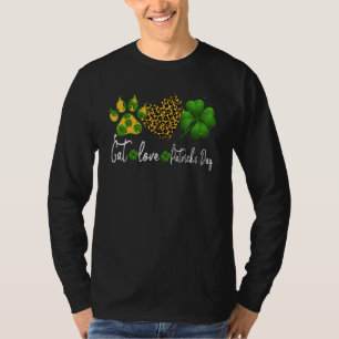T-shirt Cute Chat Paw Leopard Coeur Shamrock Chat Love Pat