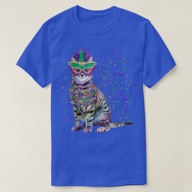 T-shirt Cute Chat Portant un Masque Carnaval Mardi Gras Ch (Design devant)