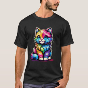 T-shirt Cute Chat pour Kitten Amateurs d'Art coloré Kitty