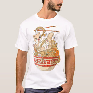 T-shirt Cute Chat Ramen Kawaii Anime Chats Kitten Lover Ca