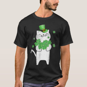 T-shirt Cute Chat Shamrock Jour de la Saint Patrick Meowy 
