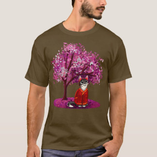 T-shirt Cute Chat Sous Arbre De Fleur