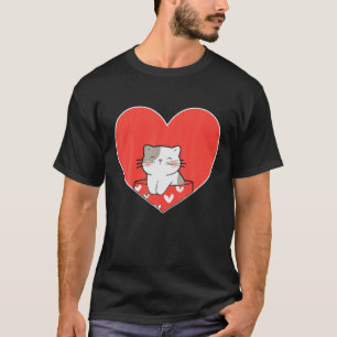 T-shirt Cute Chat Valentine Coeur Pour Kitten Et L'Amour A