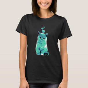 T-shirt Cute Chat Vintage avec Coeurs Retro 3