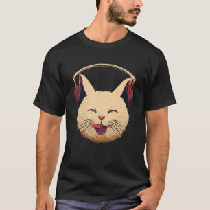 T-shirt Cute Chaton Souriant Avec Casque Musical Chat