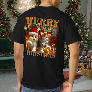 T-shirt Cute chatons avec le Père Noël et casquettes de re