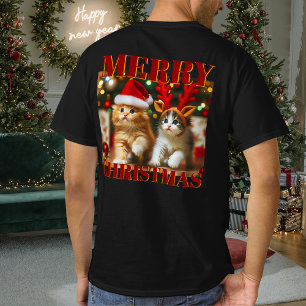 T-shirt Cute chatons avec le Père Noël et casquettes de re