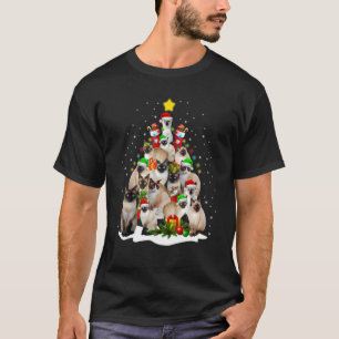 T-shirt Cute chats siamois Arbre Joyeux Noël chat trendi