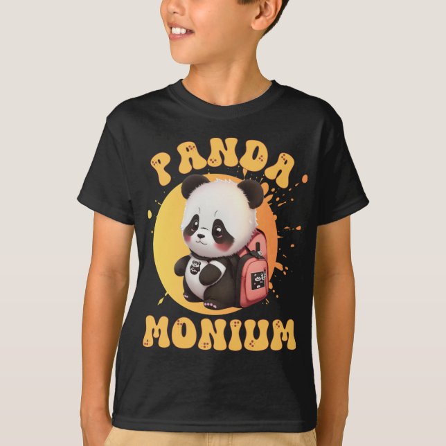 T-shirt Cute Chibi Kawaii Panda Name School Year On Back B (Devant)