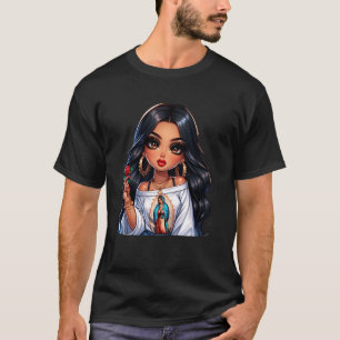 T-shirt Cute Chibi Mexicaine Baby Girl Chicana Virgen Rein