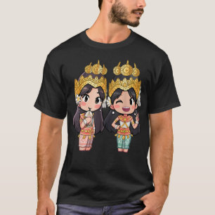 T-shirt Cute Chibi Style Cambodgien Khmer Apsara ami BFF