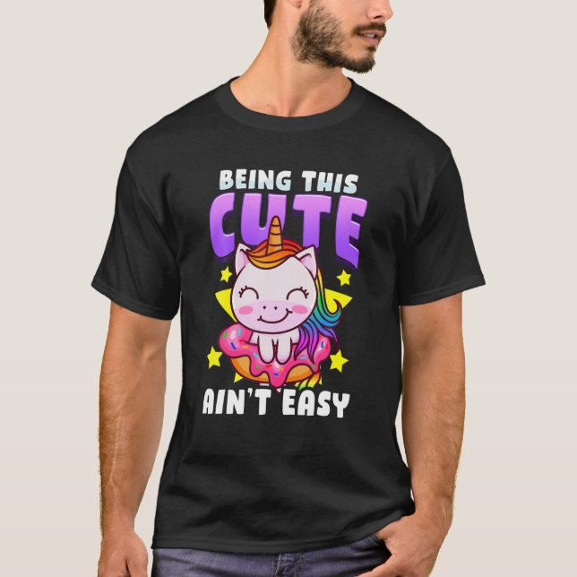 T-shirt Cute Chibi Style Kawaii Anime Girl And Donut Queen (Devant)