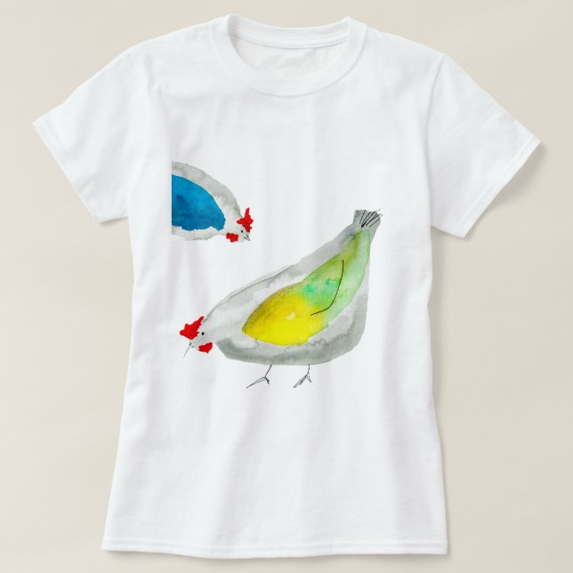 T-shirt Cute chickens watercolor (Design devant)